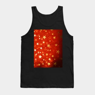 Golden Yellow Stars on Red Tank Top